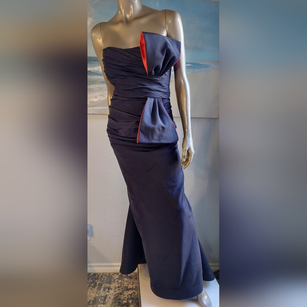 $5,500 ROLAND NIVELAIS GORGEOUS BLACK BIG BOW SILK GOWN US S